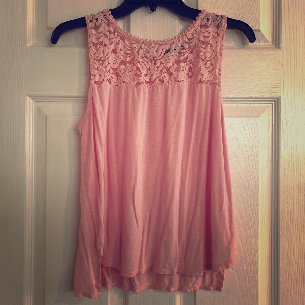 Pink Sleeveless Top with Lace